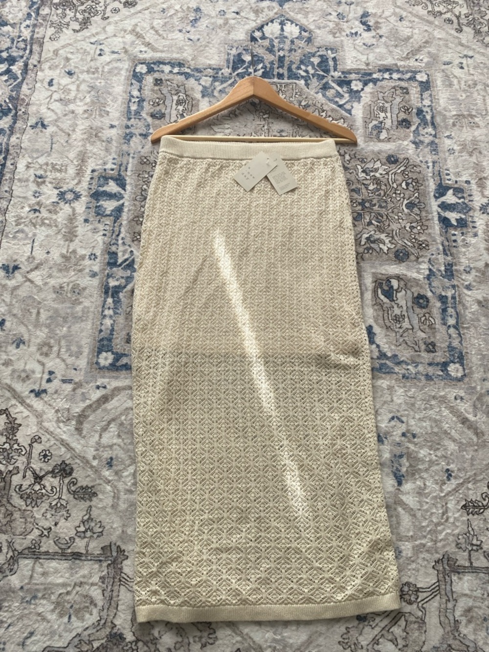 NWT A New Day Women's Cream Knit Textured Midi Skirt